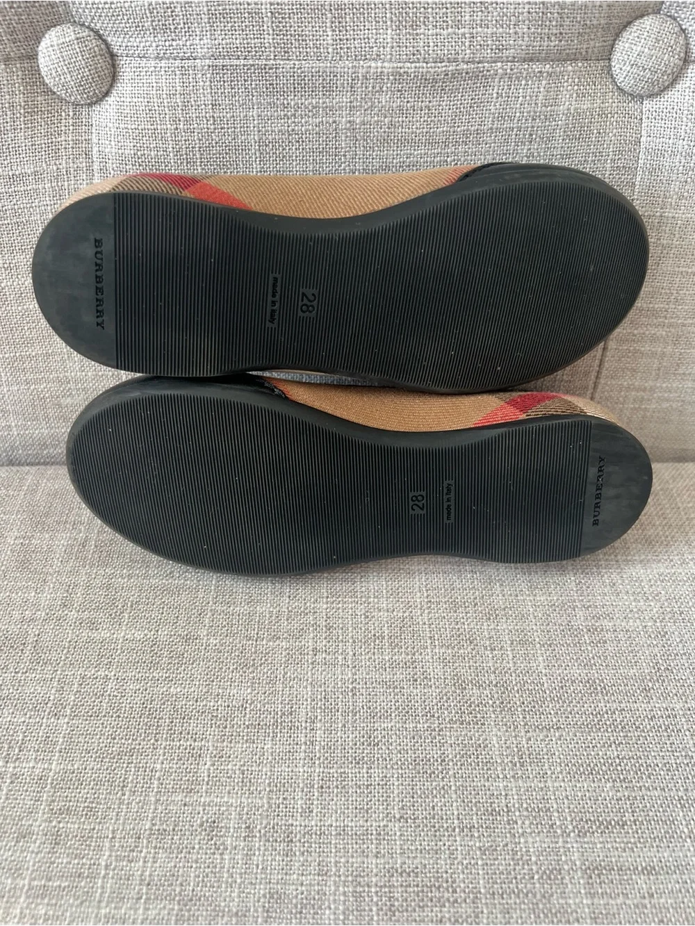 Burberry Luxury Toddler Girls Plaid Ballet Flats Beige/Black/Red,Size 28 (US 11)